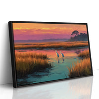 Herons at Marsh Sunset