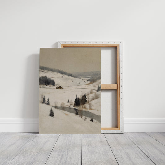 A Cabin Stands Amidst Winter's Embrace