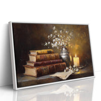 Scholar's Candlelight Among Dusty Tomes