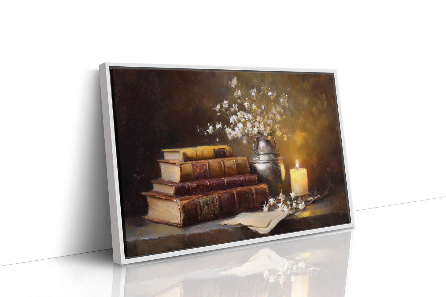 Scholar's Candlelight Among Dusty Tomes