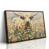 Highland Cow in Wildflowers