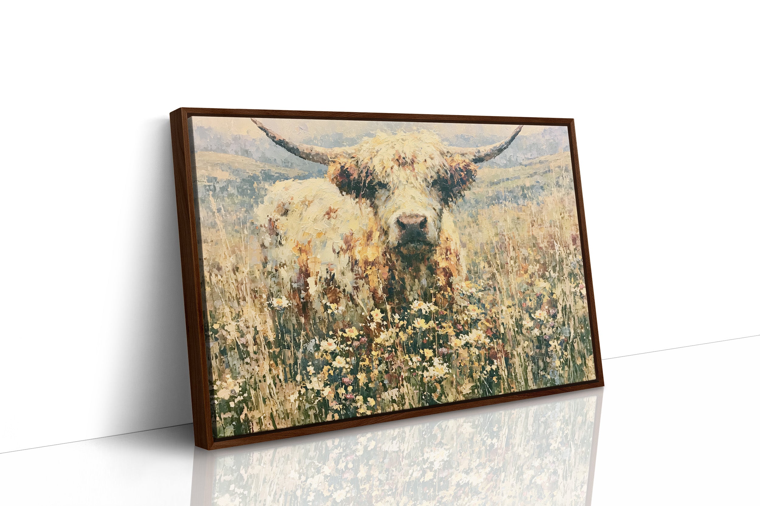 Highland Cow in Wildflowers