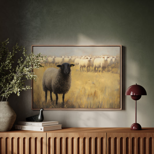 Black Sheep Leads Golden Meadow