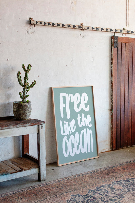 Seafoam Letters Spark Wild Freedom
