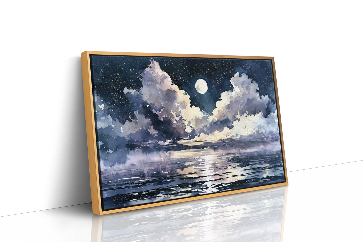 Moonlit Clouds Over Still Water