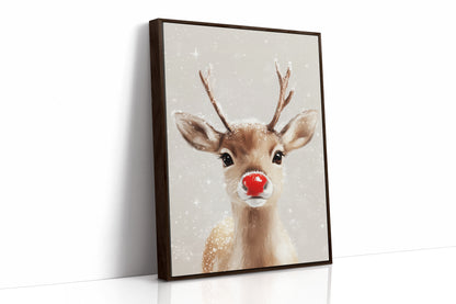 Adorable Snowy Reindeer – Cozy Christmas Wall Art Print