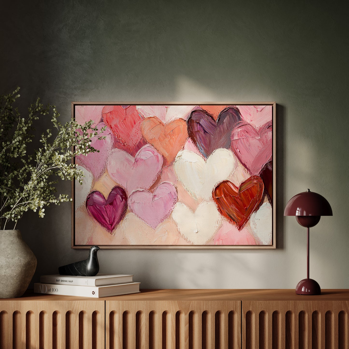 Romantic Textured Hearts – Abstract Love Wall Art Print