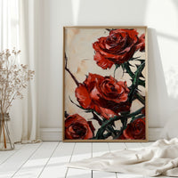 Crimson Roses with Thorns