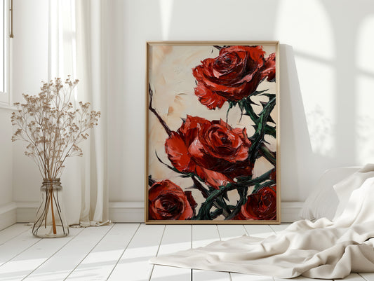 Crimson Roses with Thorns