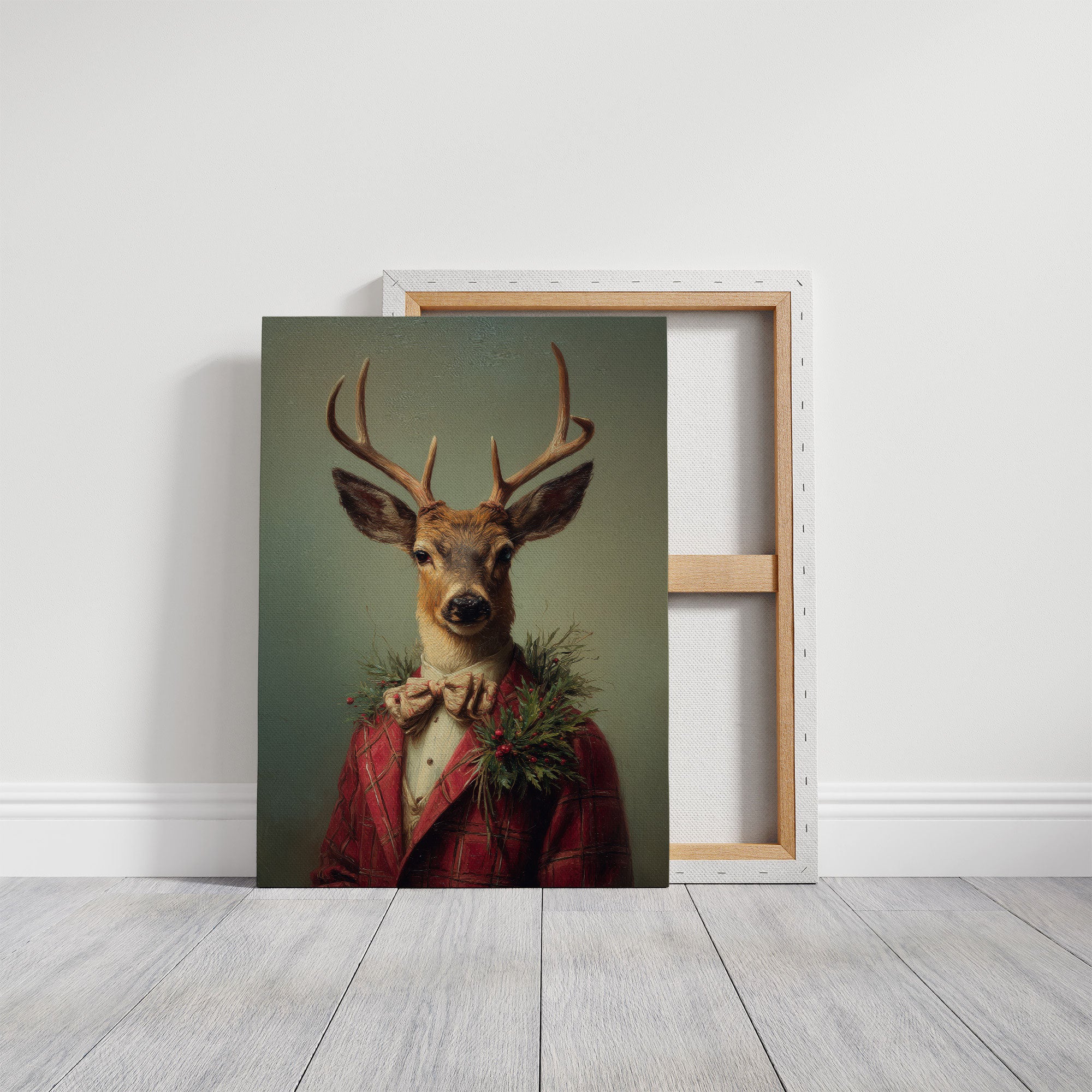 Festive Stag Adjusts His Bow
