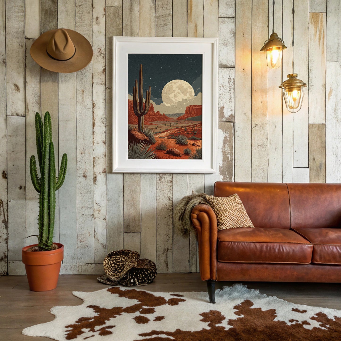 Saguaros Bow To Desert Moonlight