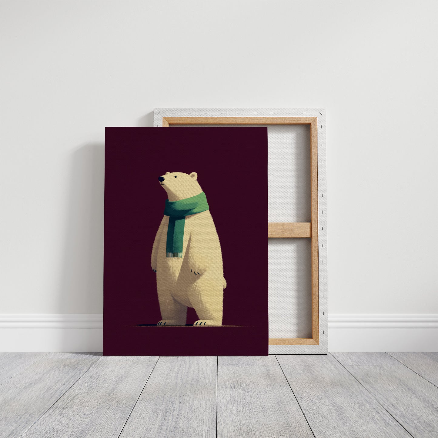 Polar Bear in Green Scarf