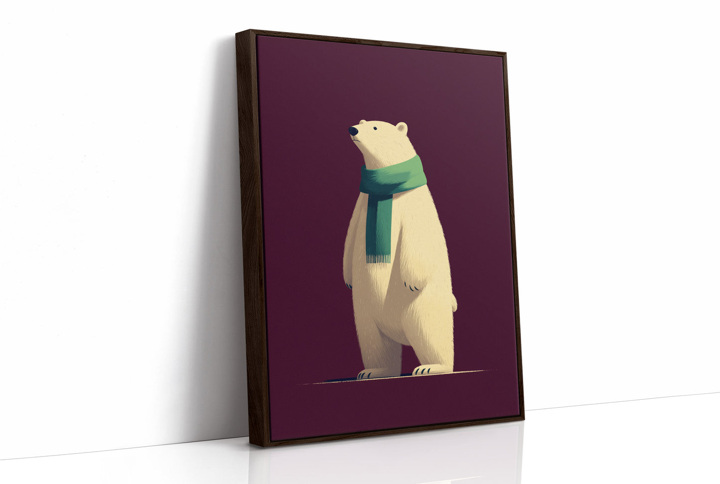 Polar Bear in Green Scarf