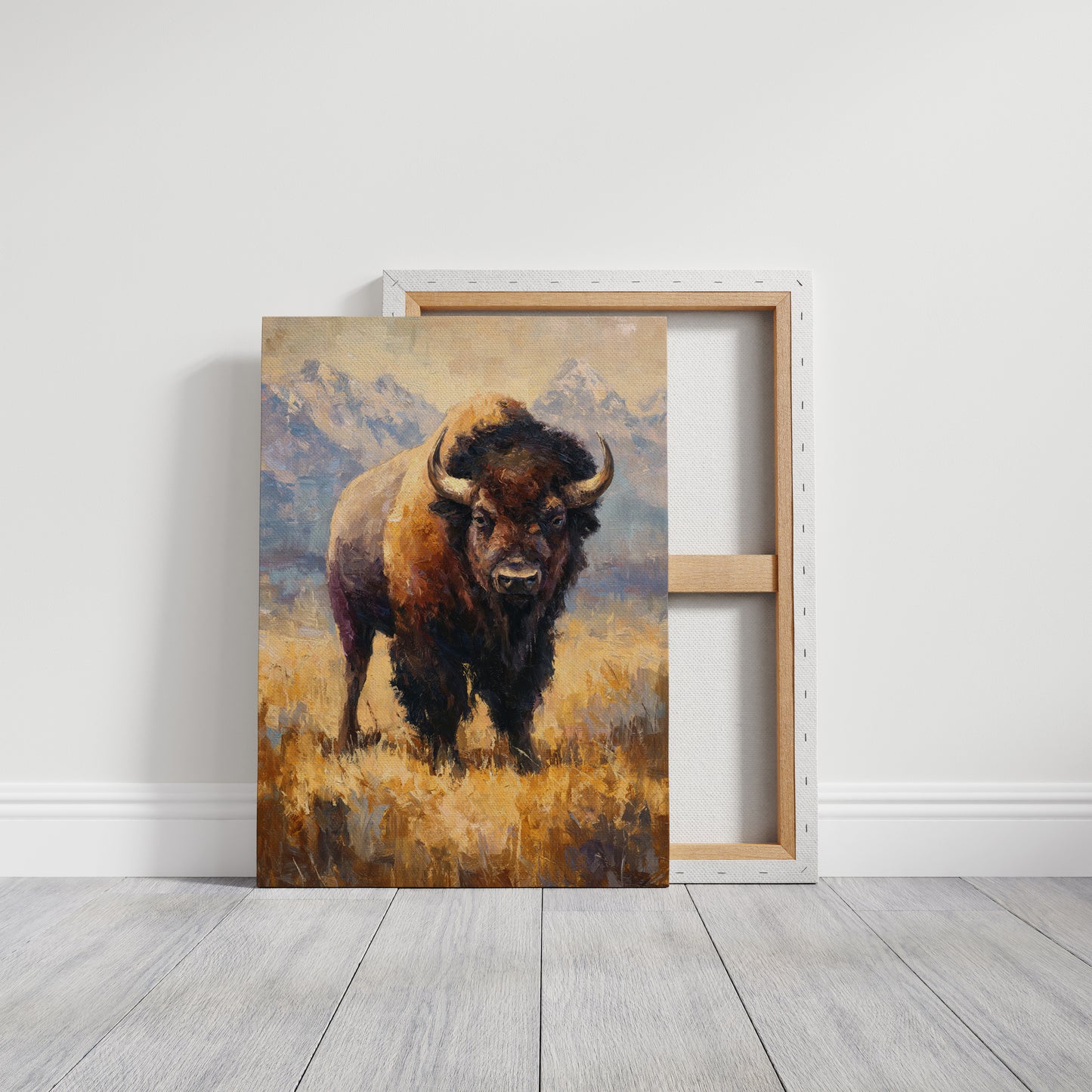 Majestic Bison in Golden Grasslands
