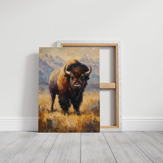 Majestic Bison in Golden Grasslands
