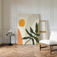 Sunlit Leaves Against Soft Curves