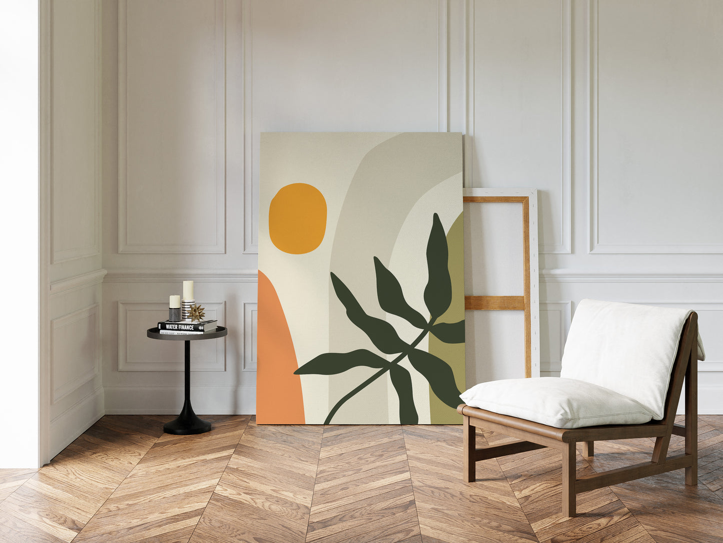 Sunlit Leaves Against Soft Curves