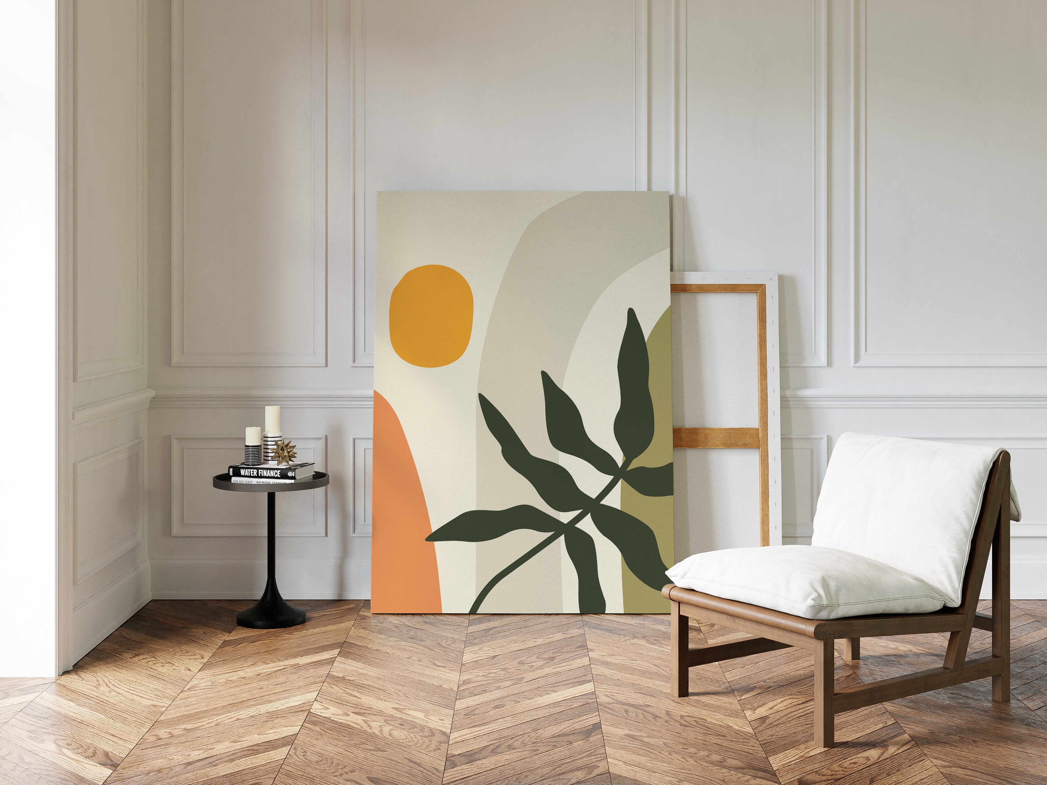 Sunlit Leaves Against Soft Curves