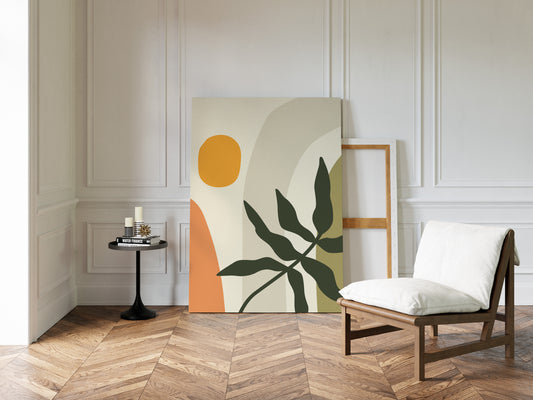 Sunlit Leaves Against Soft Curves