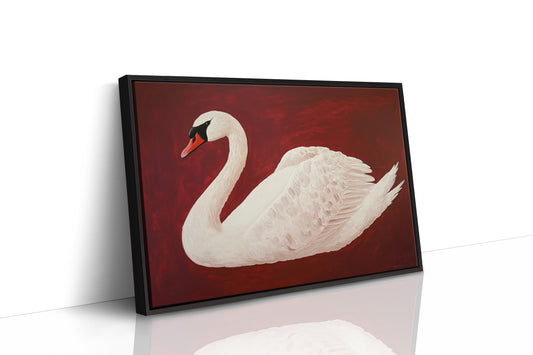 White Swan Against Crimson Night