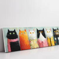Dressed-Up Cats in a Row