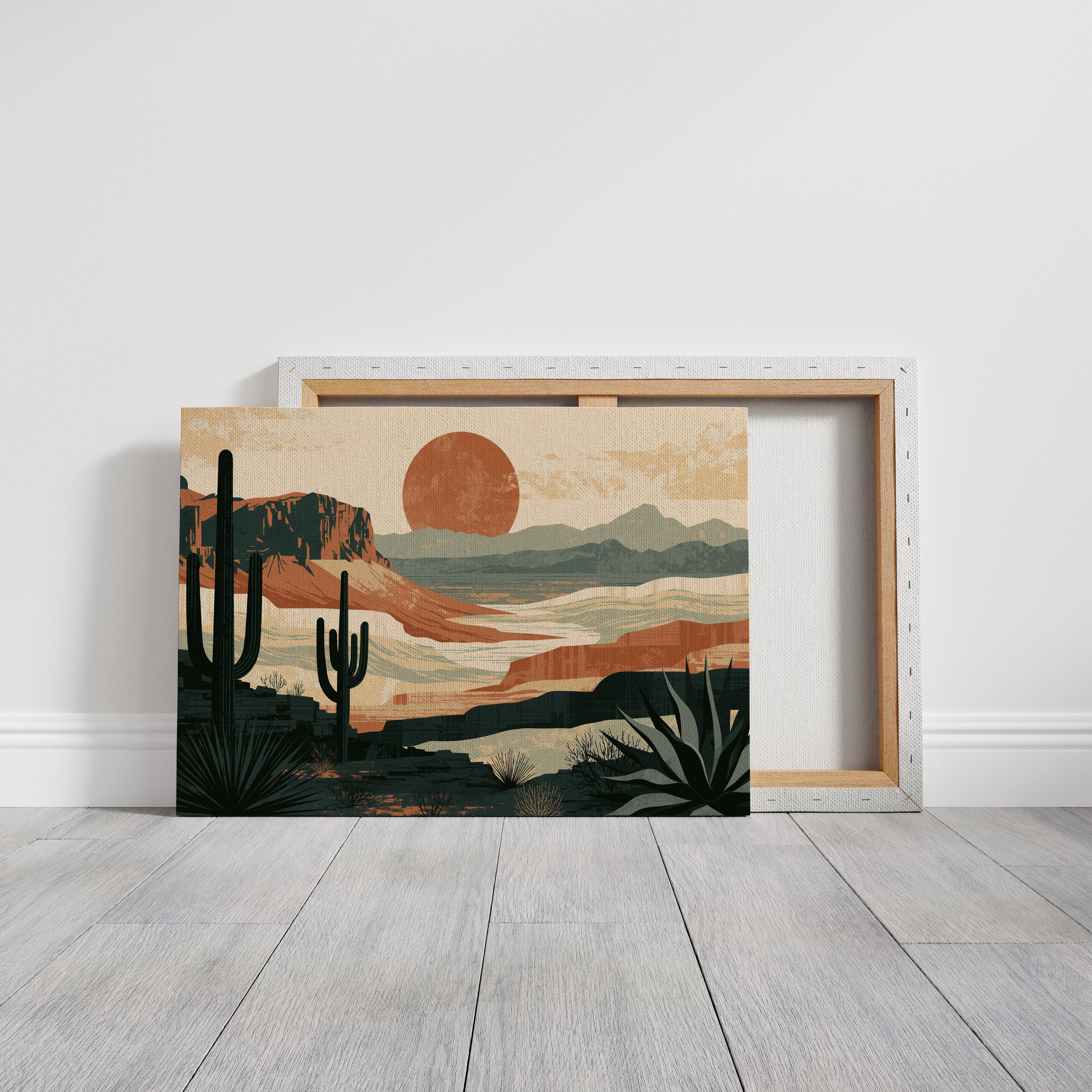 Retro Sun Over Saguaro Country