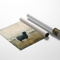 The Black Sheep: Minimalist Pastoral Canvas Wall Art