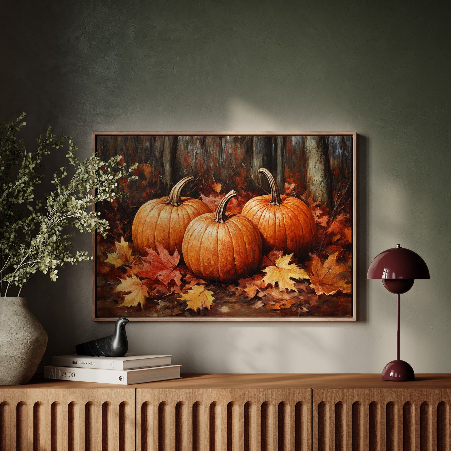 Autumn's Orange Glow Among Leaves