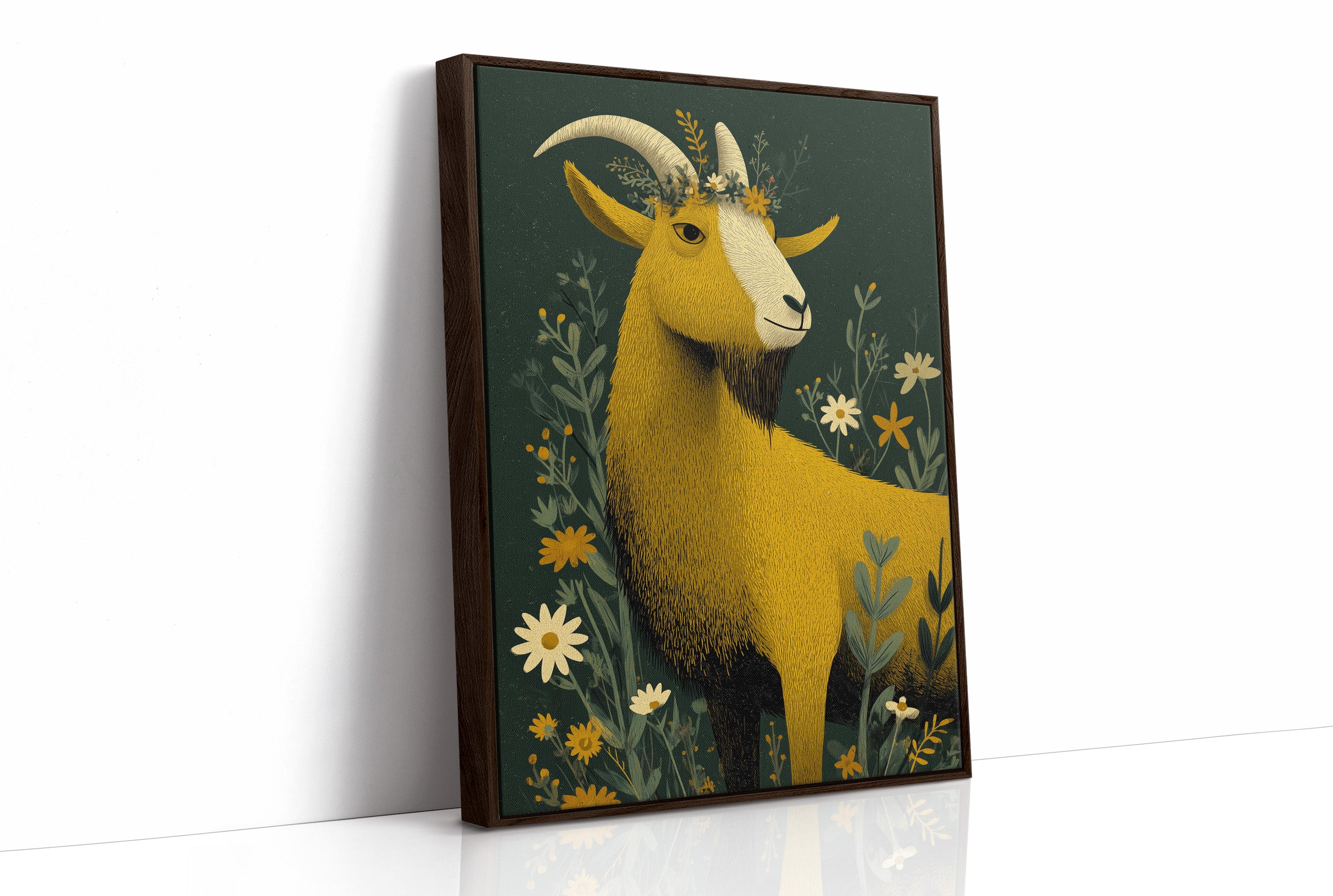 Goat Crowned in Wildflowers