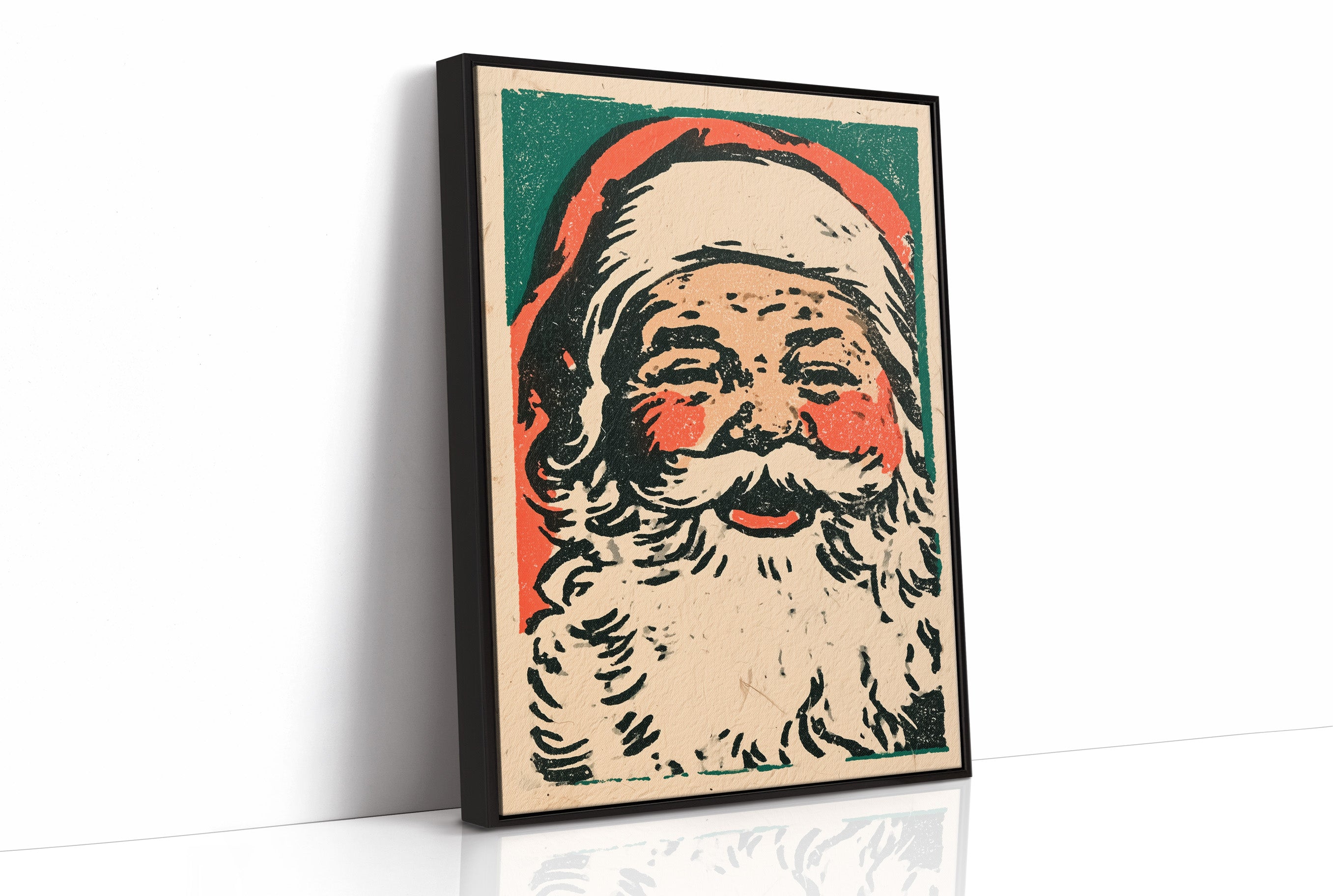 Linocut Santa Portrait