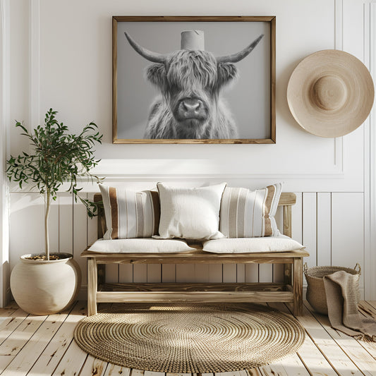 Highland Cow Wears Toilet Paper Crown