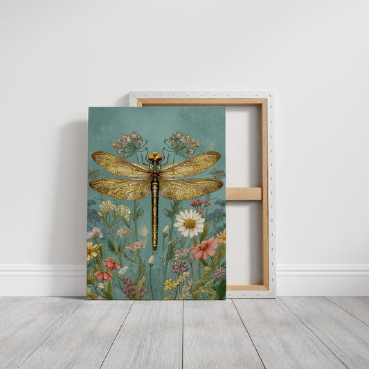 Golden Wings Amidst Wild Blooms