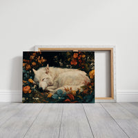 White Wolf Among Autumn Blooms