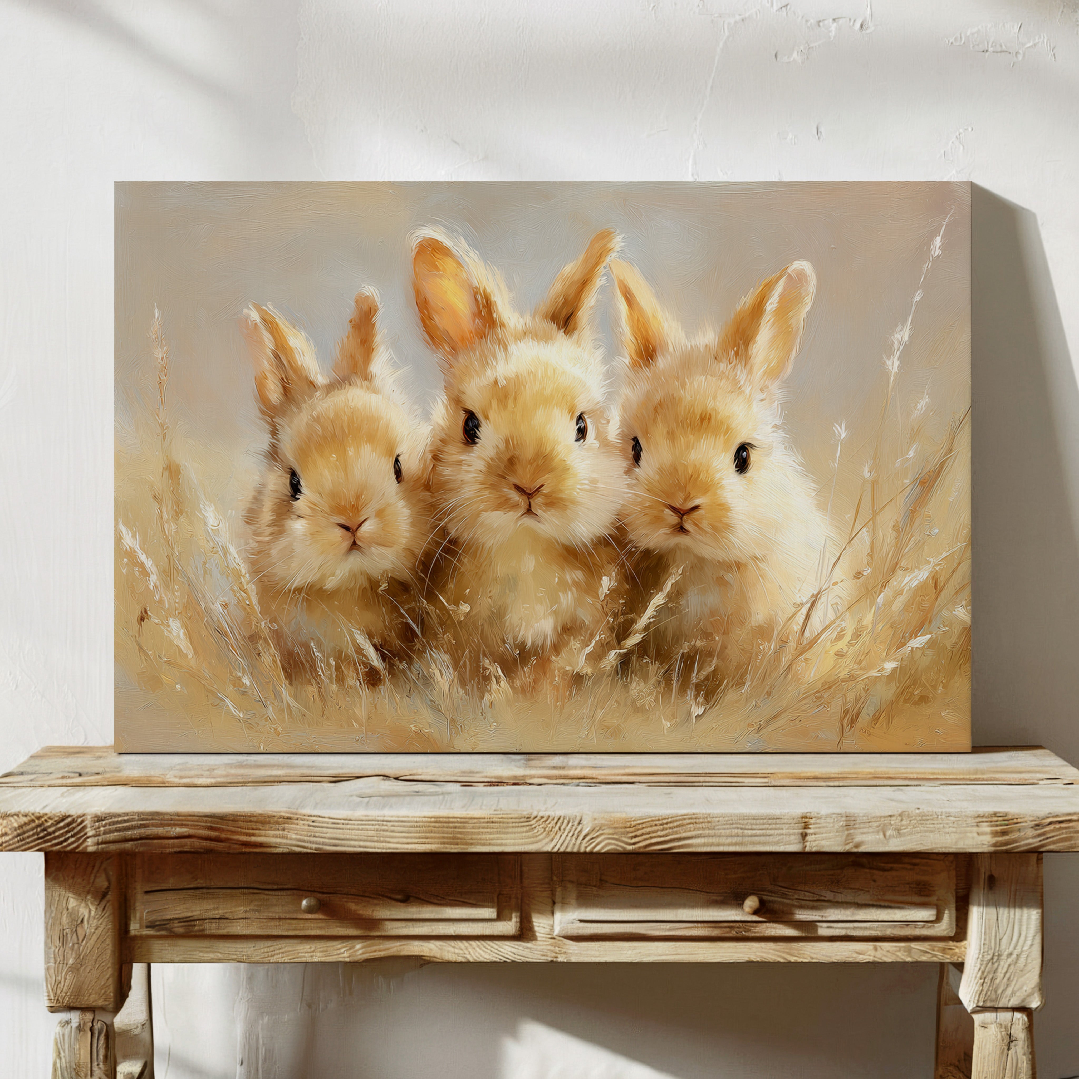 Curious Bunnies Dance Through Golden Grass