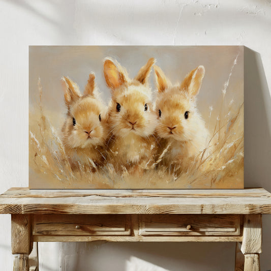 Curious Bunnies Dance Through Golden Grass