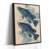 Indigo Swimmers Through Watercolor Currents