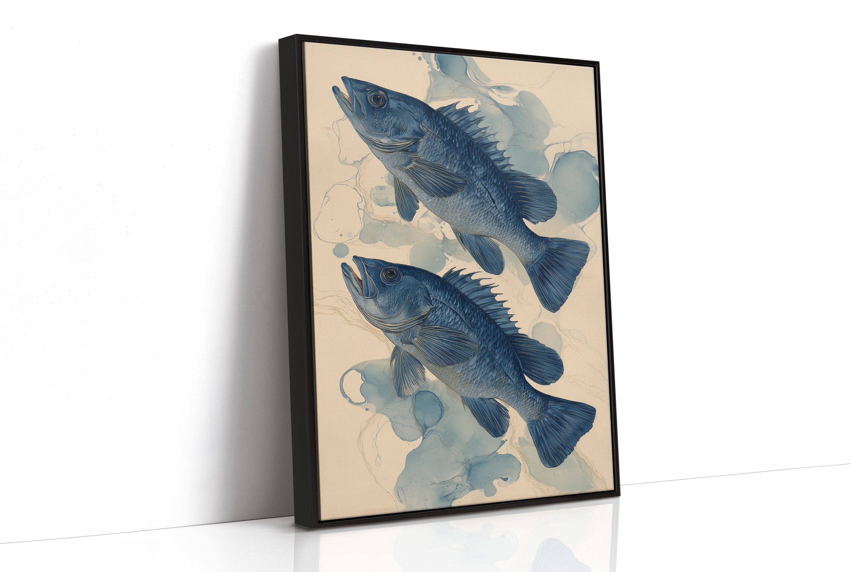 Indigo Swimmers Through Watercolor Currents