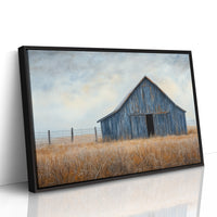 Blue Barn Stands Among Golden Fields