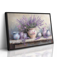Lavender Spills Across Vintage Vessels