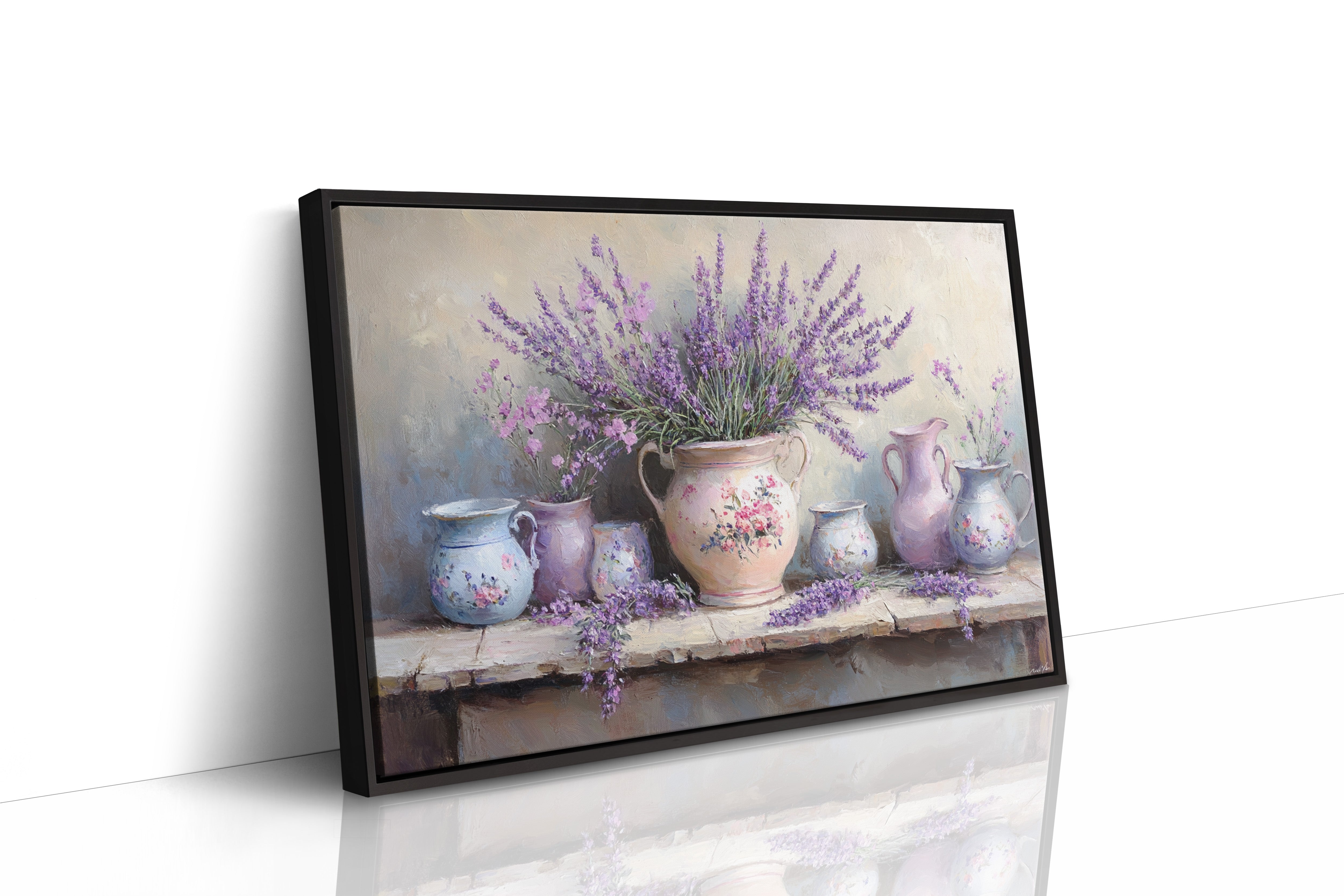 Lavender Spills Across Vintage Vessels