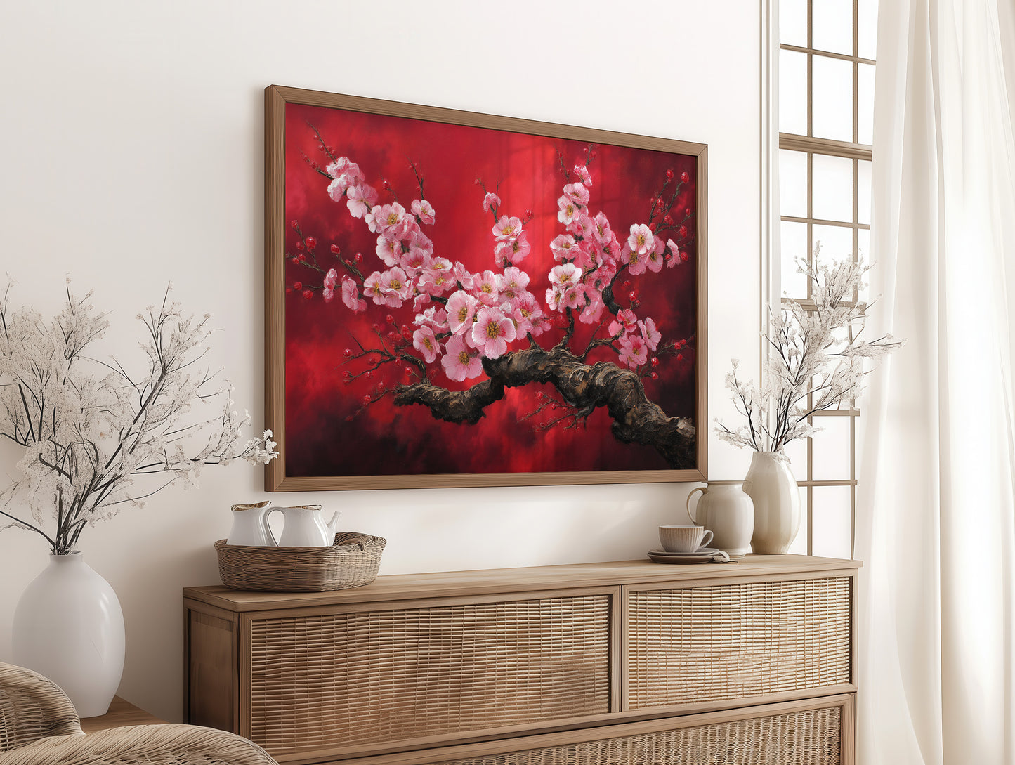 Cherry Blossoms Paint Crimson Dreams