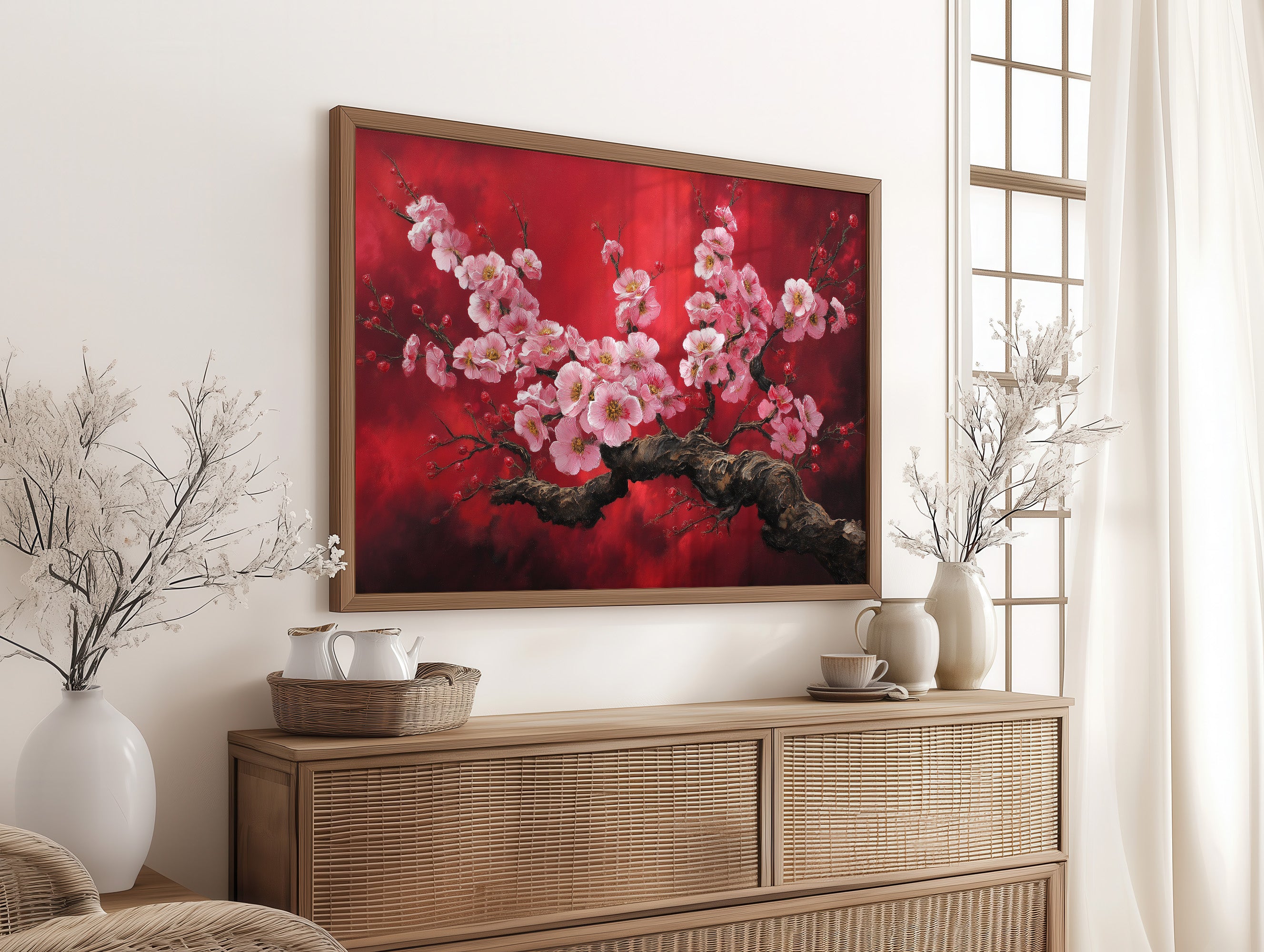 Cherry Blossoms Paint Crimson Dreams