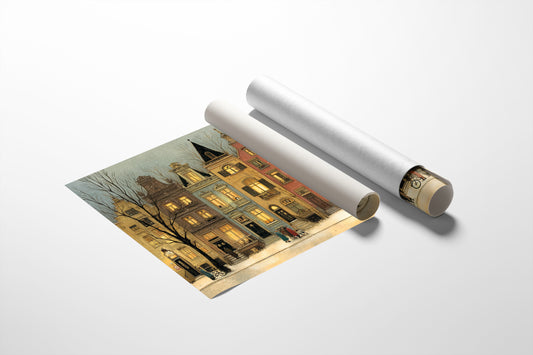 Twilight Gathering Along Cobbled Streets