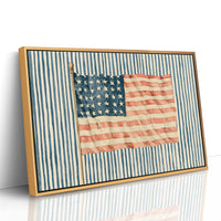 Faded Flag on Blue Ticking