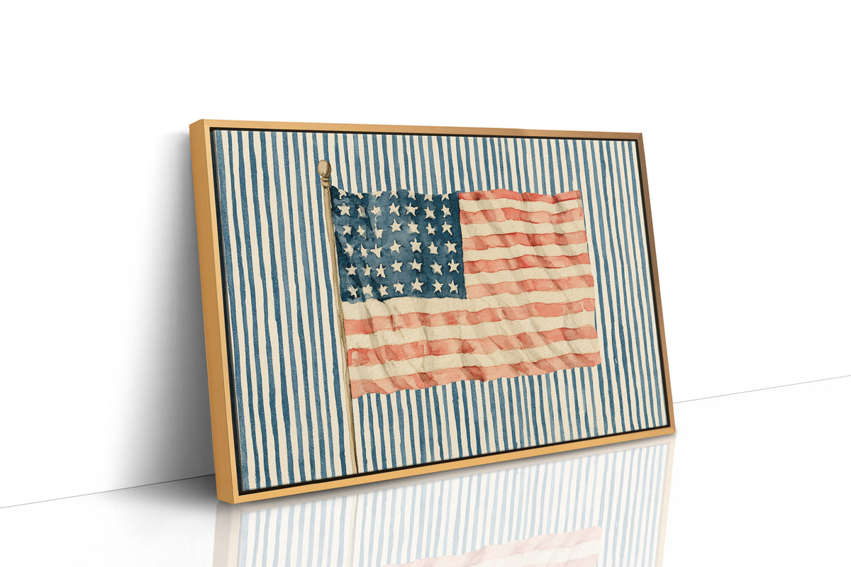 Faded Flag on Blue Ticking