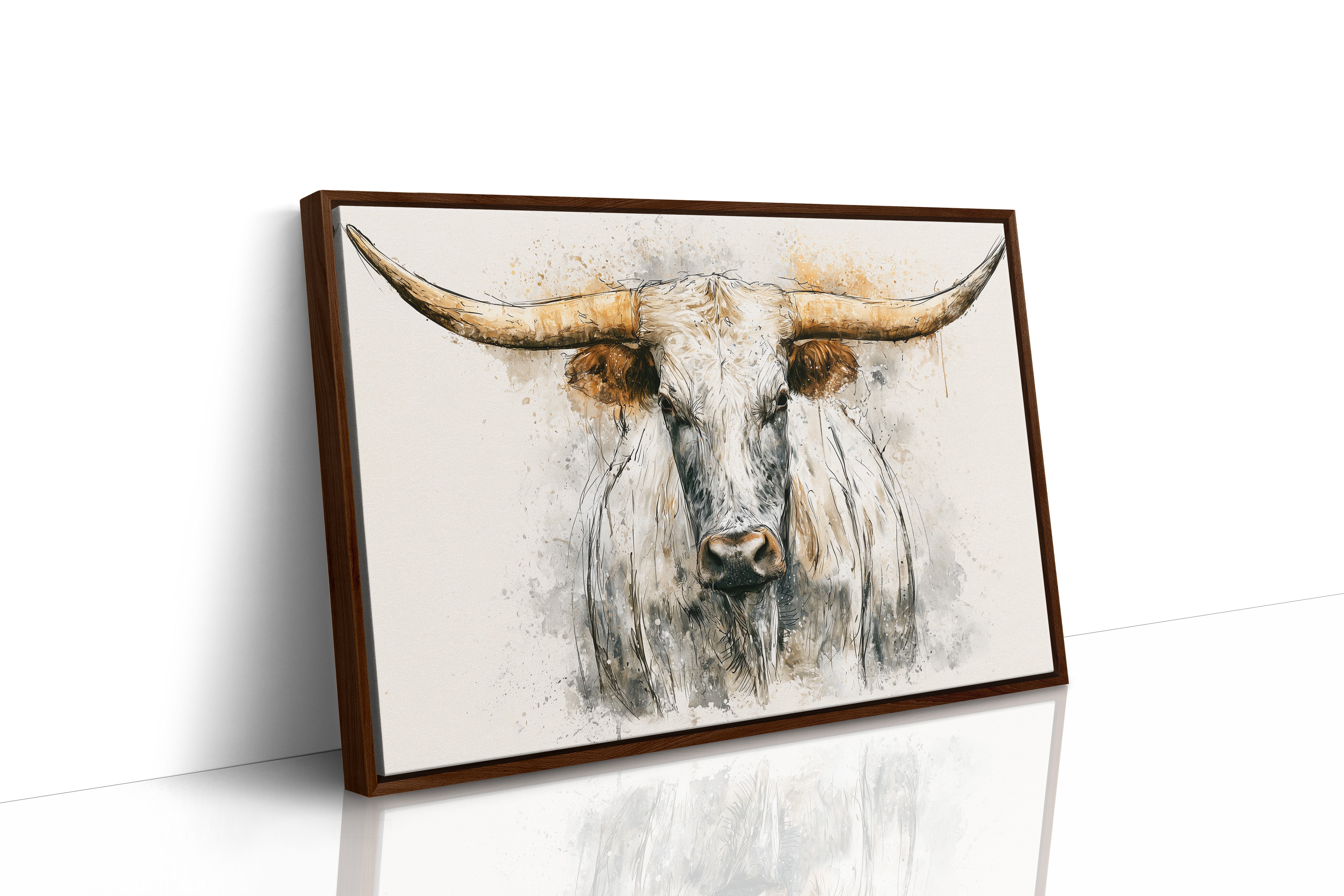 Longhorn in Ink and Wash