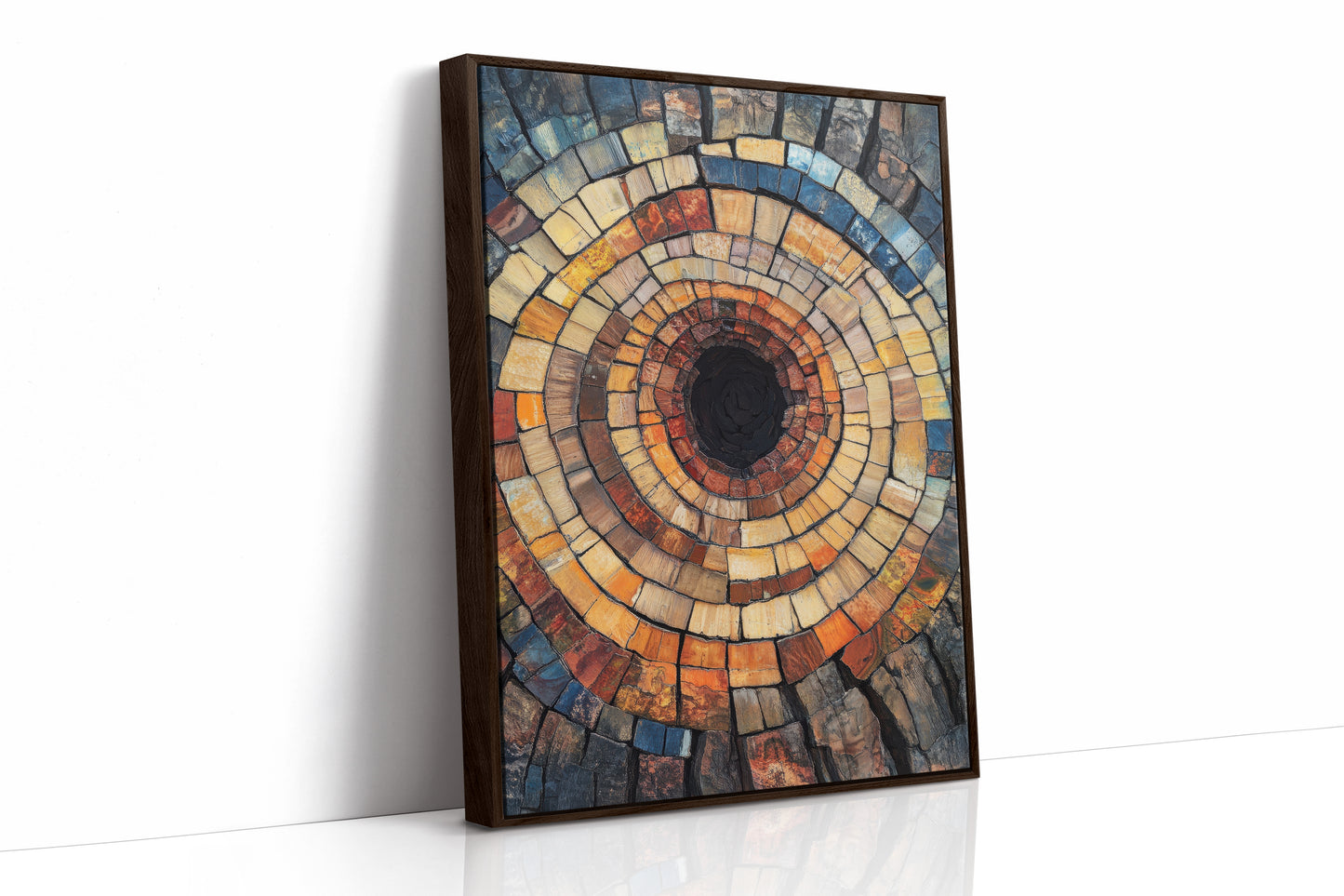 Petrified Wood Spiral – Rustic Earth-Toned Abstract Wall Art