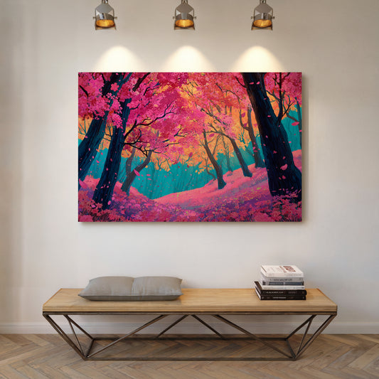 Cherry Blossoms Dance In Turquoise Light
