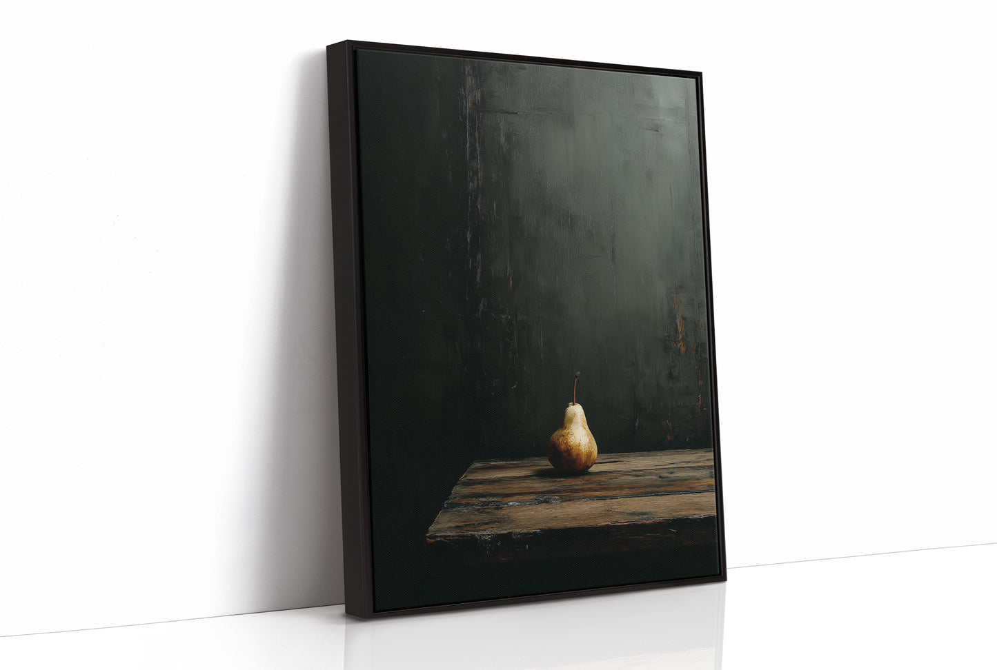 Solitary Pear in Emerald Darkness