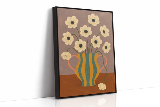 Falling Bloom in a Striped Vase